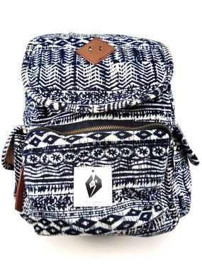 Madden Girl Western Tribal Aztec Pattern Cotton Adjustable Straps Backpack Blue